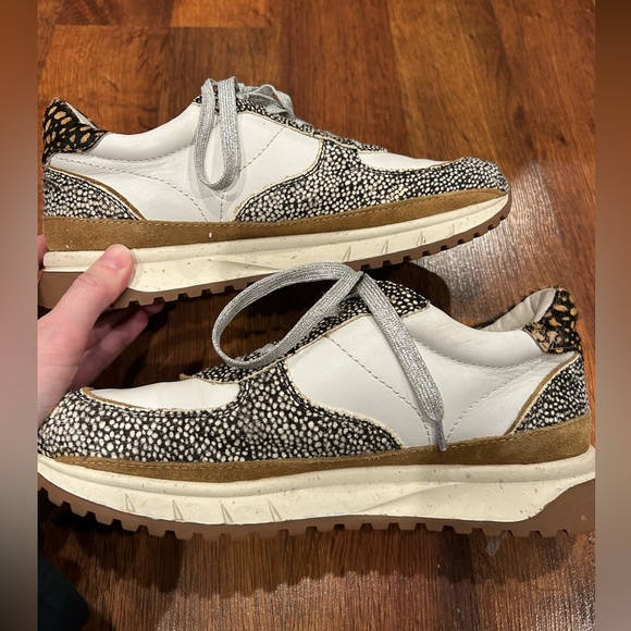 Madewell Shoes White Leather Animal Print Calf Hair Black Tan Women's Size 8.5 - Picture 9 of 10